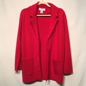 Magaschoni Open Face Knit Red Sweater Jacket Sz M